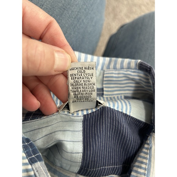 Women's Chico's Madrid Patchwork Cropped Button Up Shirt Size 2 (L-12) - Picture 7 of 8